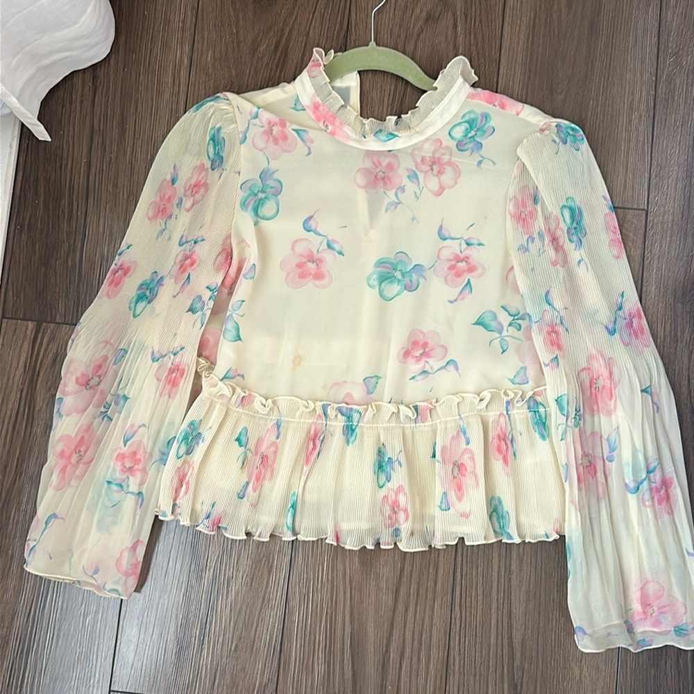 Ganni floral blouse- S